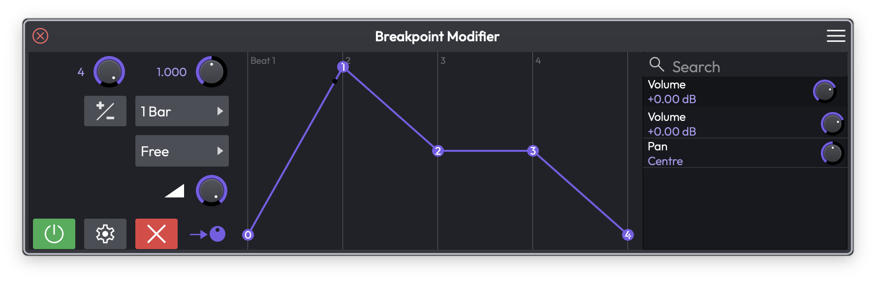 1 小節にわたるカスタムの形状を描いた Breakpoint モディファイア