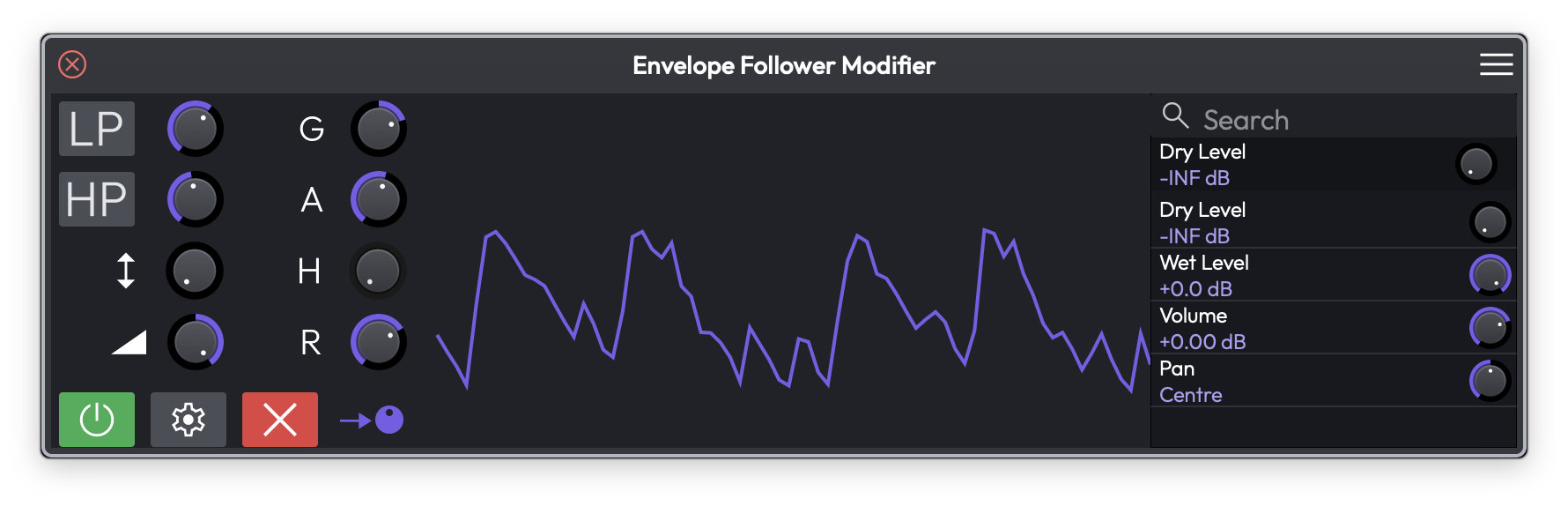 トラックのオーディオの振幅をトレースする Envelope Follower モディファイア