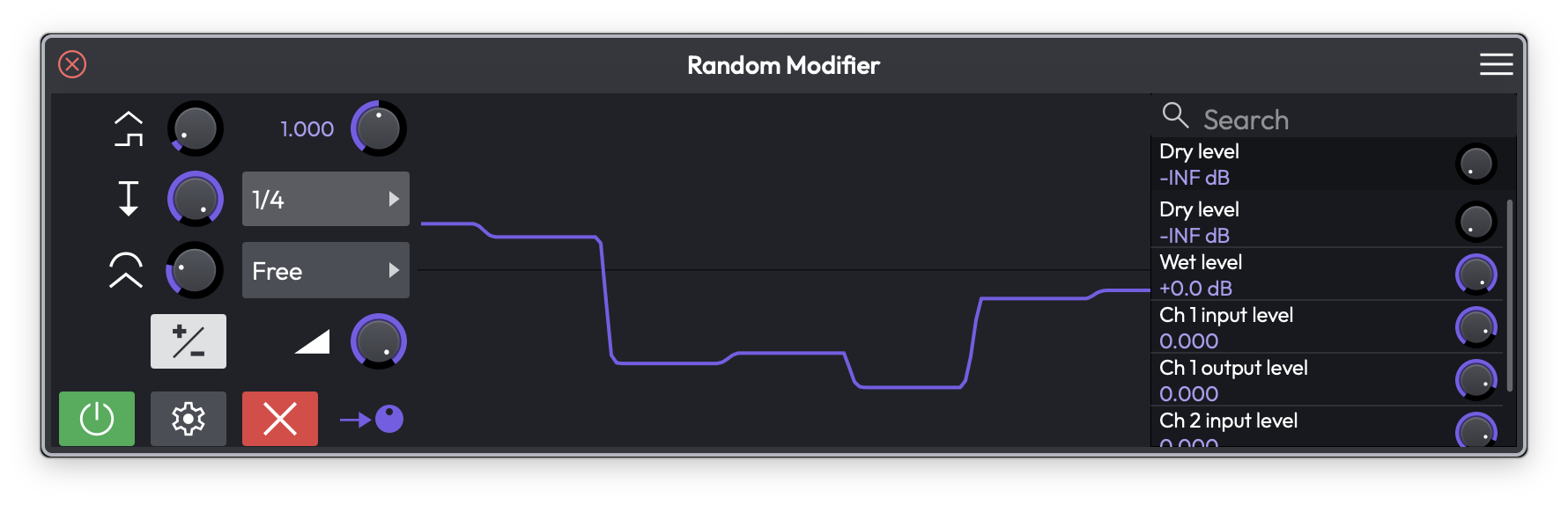 滑らかにされたランダム値の連続を生成する Random モディファイア