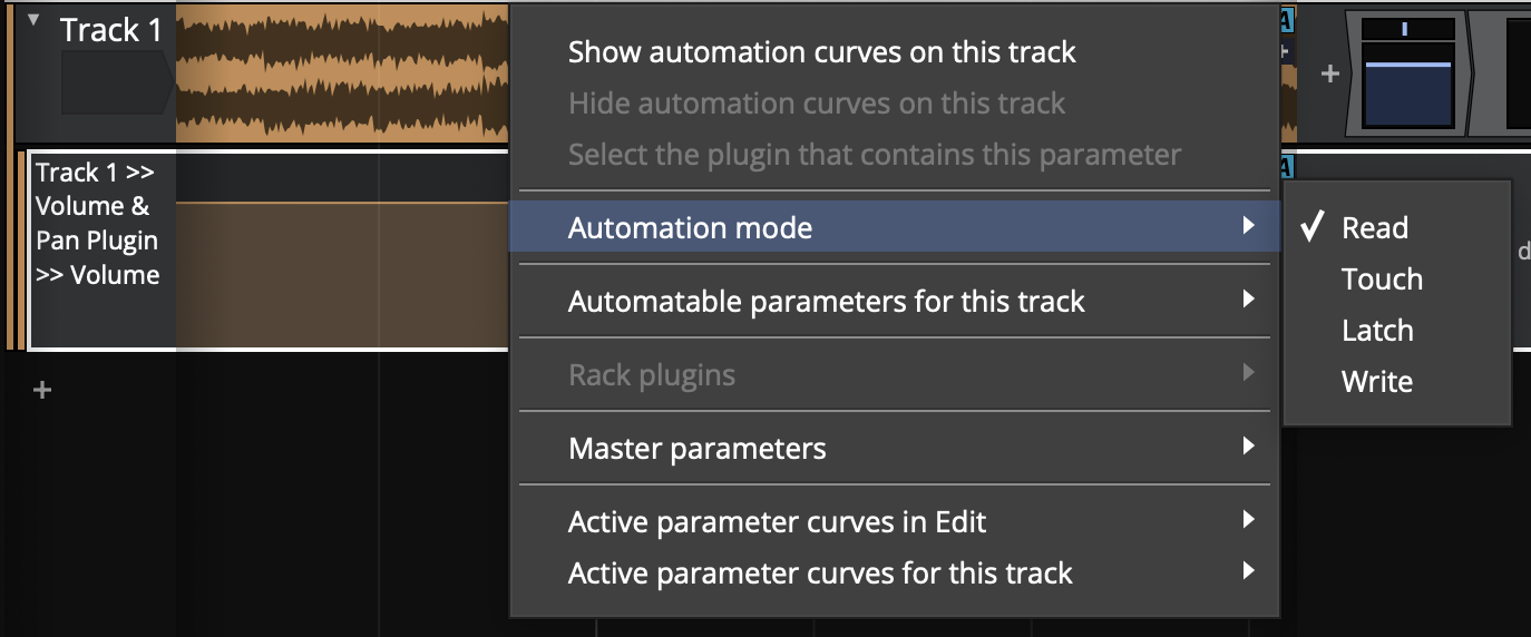 Automation mode menu