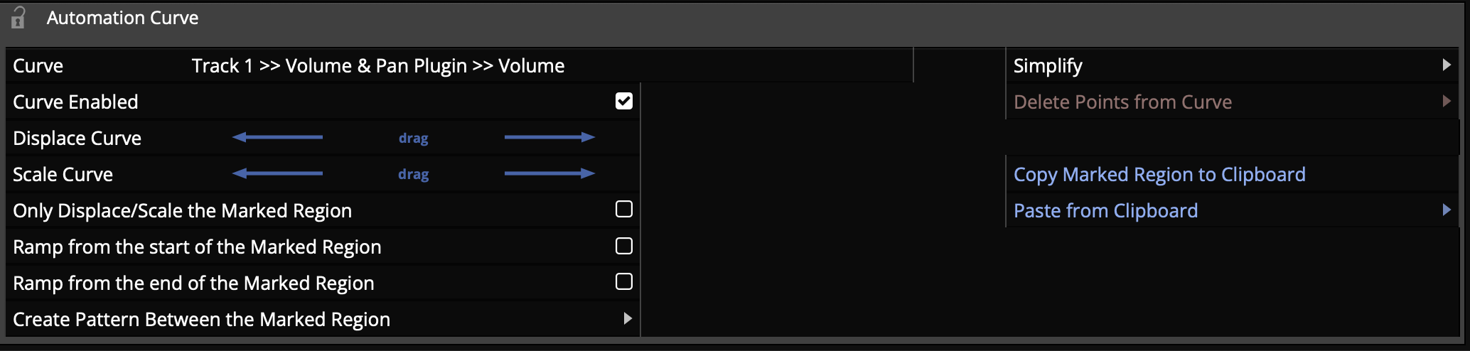 Automation curve properties